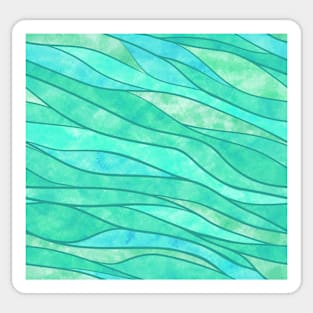 Green Waves Ocean Abstract Sticker